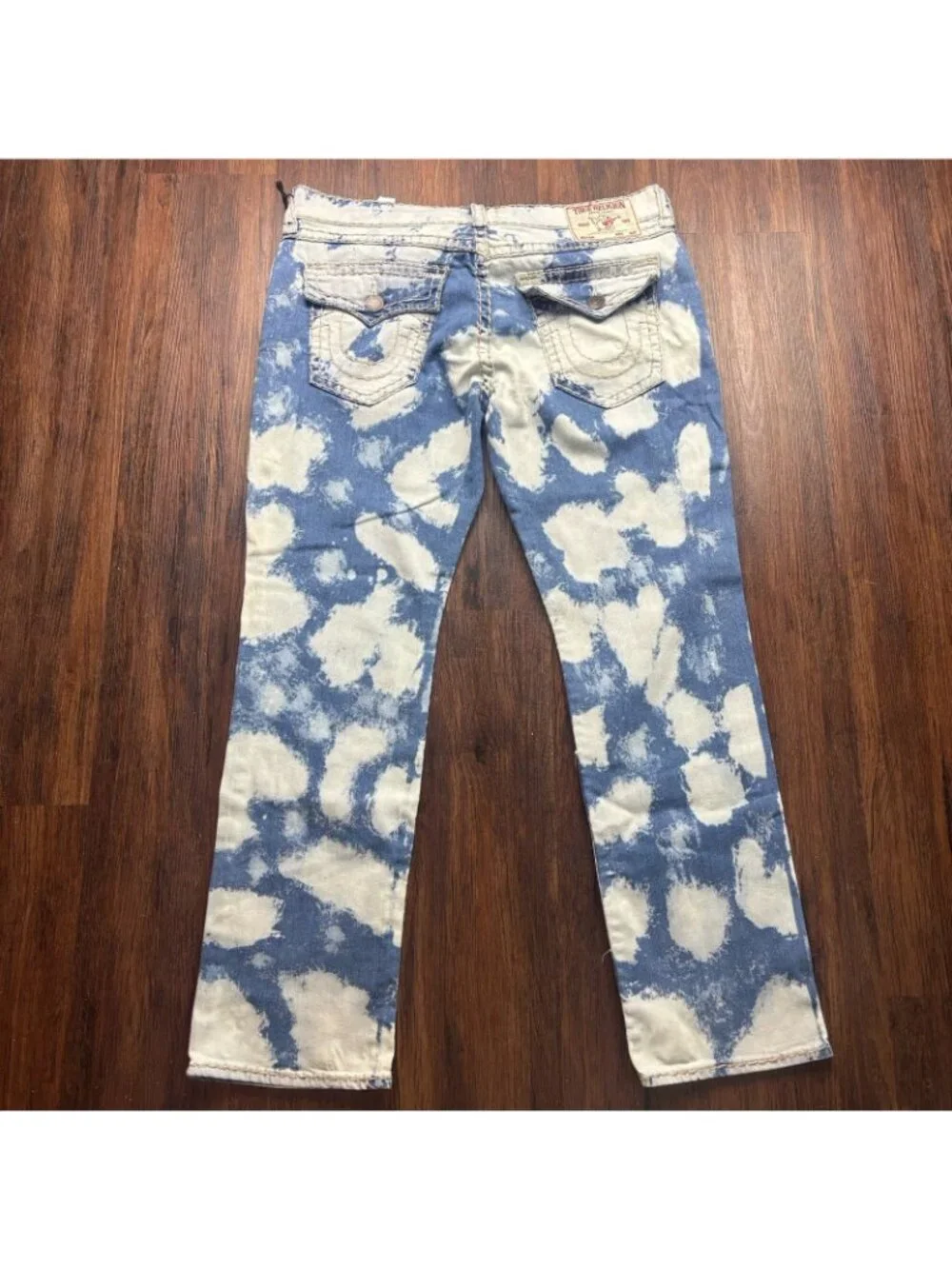 True Religion Ricky Relaxed Straight Jeans Acid Wash Blue Denim Men’s Size 38